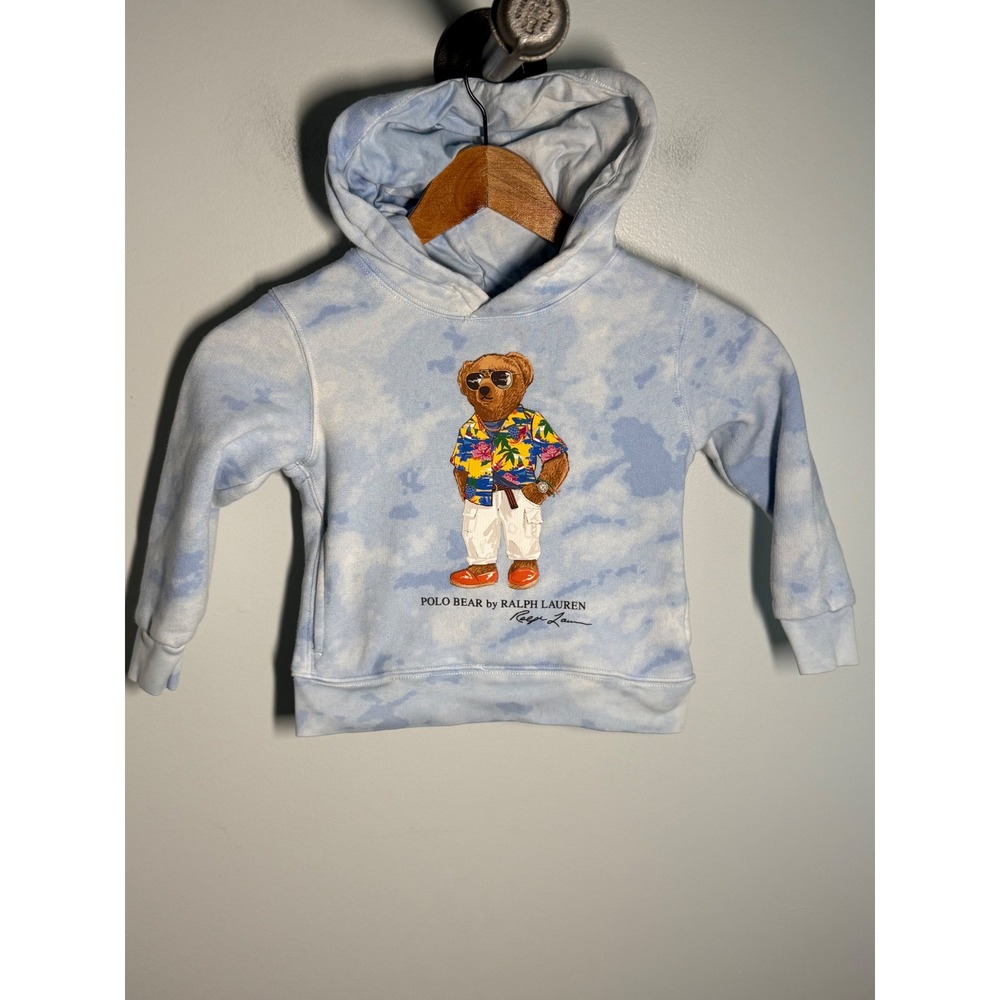 Polo Ralph Lauren Kids Polo Bear Tie Dye Hoodie Blue White Size 3 Toddler